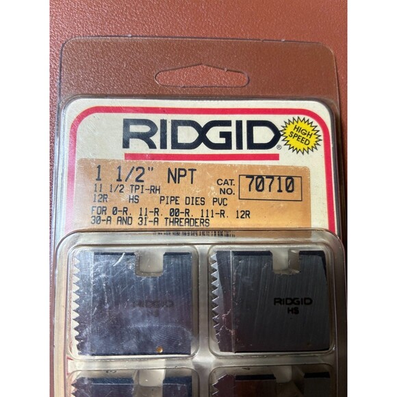 Ridgid 70710 1 1/2" NPT (RH) High Speed Alloy Steel Pipe Threading Dies - Picture 2 of 3